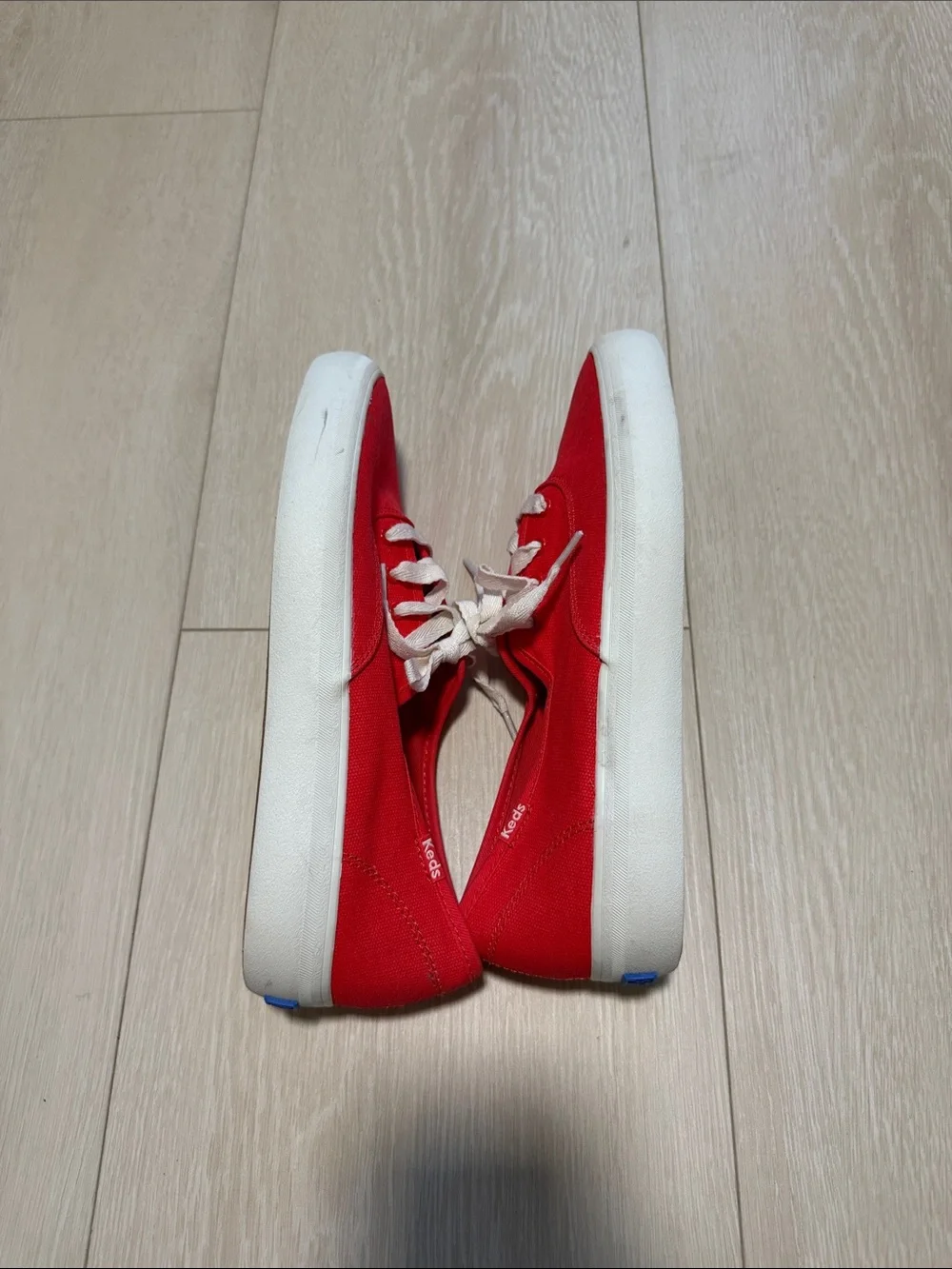Keds Red Canvas Low-Top Sneakers with White Laces